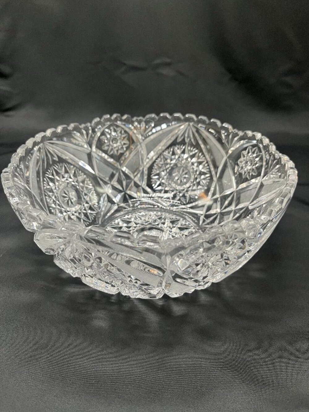 Vintage American Brilliant Heavy Lead Crystal Cut Glass Bowl